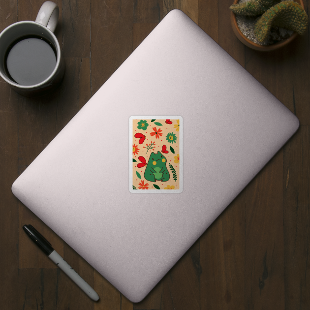 Cute Cottagecore Frog Floral Aesthetic by Sugoi Otaku Gifts